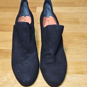 Via Spiga Black Suede Wedge Ankle Booties Size 9.5